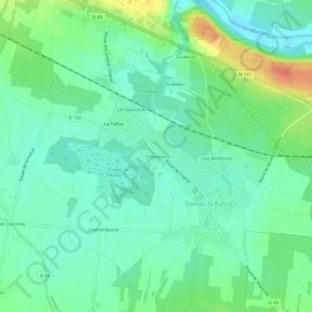 Carte topographique Chardon, altitude, relief