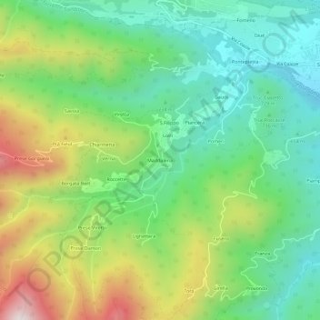 Carte topographique Maddalena, altitude, relief