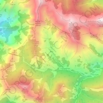 Carte topographique Arni, altitude, relief