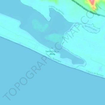 Carte topographique Santa Cruz de Mitla, altitude, relief