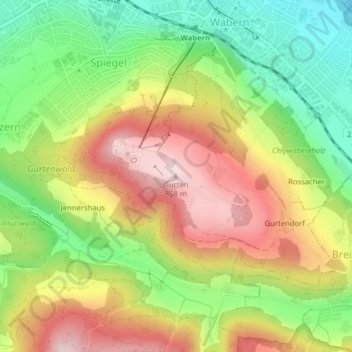 Carte topographique Gurten, altitude, relief