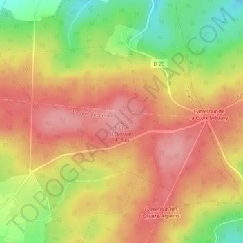 Carte topographique Signal d'Ecouves, altitude, relief