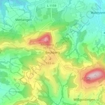 Carte topographique Rechberg, altitude, relief