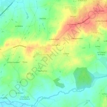 Carte topographique Le Recoignot, altitude, relief