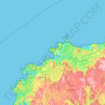 Carte topographique Illa da Estrela, altitude, relief