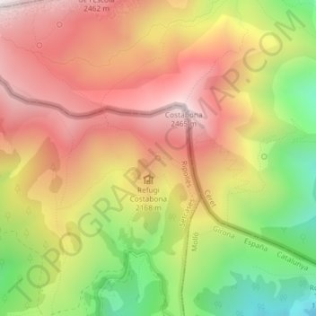 Carte topographique Font del Fra Joan, altitude, relief