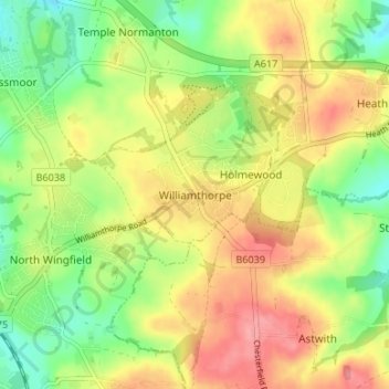 Carte topographique Williamthorpe, altitude, relief