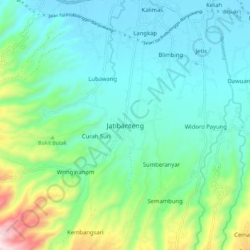 Carte topographique Jatibanteng, altitude, relief