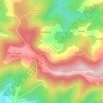 Carte topographique El Postal, altitude, relief