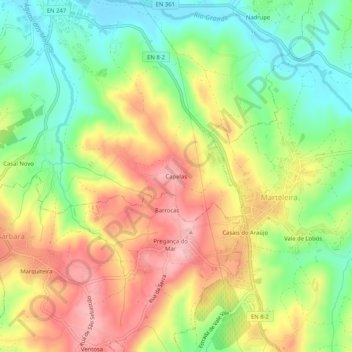 Carte topographique Capelas, altitude, relief