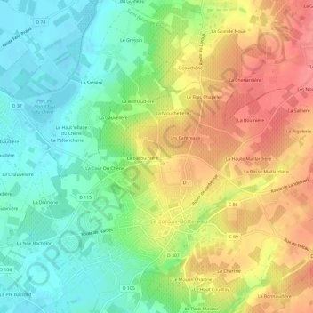 Carte topographique La Ceriseraie, altitude, relief