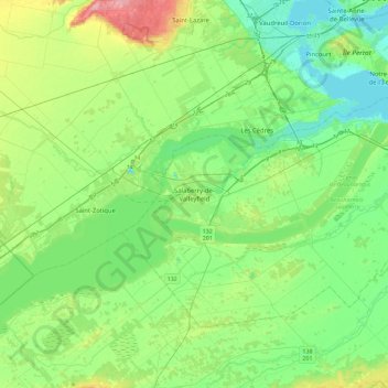 Carte topographique Salaberry-de-Valleyfield, altitude, relief