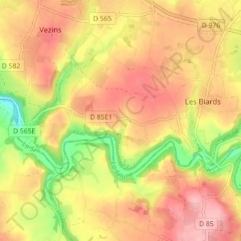 Carte topographique La Poissonnière, altitude, relief