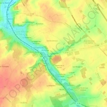 Carte topographique La Vallée, altitude, relief
