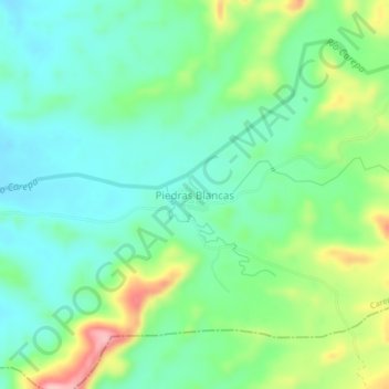 Carte topographique Piedras Blancas, altitude, relief