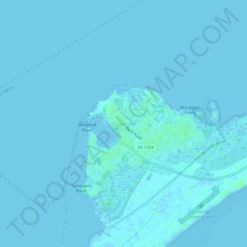 Carte topographique Ocracoke, altitude, relief