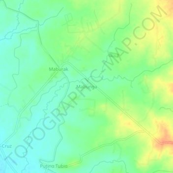 Carte topographique Mabunga, altitude, relief
