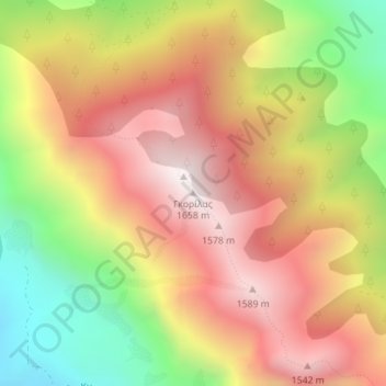Carte topographique Gorillas, altitude, relief