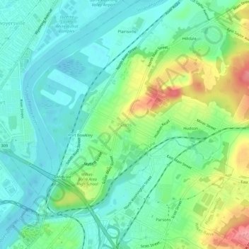 Carte topographique Plains, altitude, relief