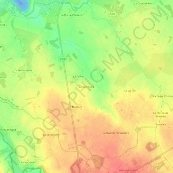 Carte topographique La Barretière, altitude, relief