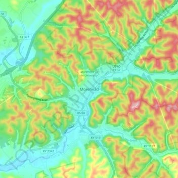Carte topographique Morehead, altitude, relief