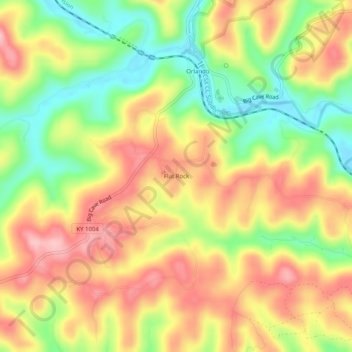 Carte topographique Flat Rock, altitude, relief