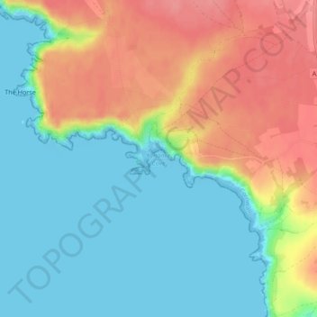 Carte topographique Kynance Cove, altitude, relief
