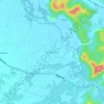 Carte topographique Badiangay, altitude, relief