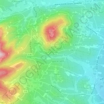 Carte topographique Côte de Brouilly, altitude, relief