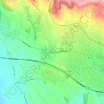 Carte topographique Les Granettes, altitude, relief