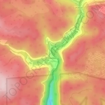 Carte topographique Albert Falls, altitude, relief