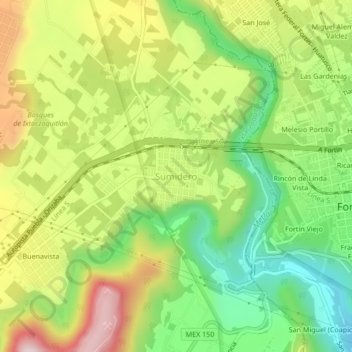 Carte topographique Sumidero, altitude, relief