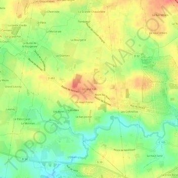 Carte topographique Le Haut Fail, altitude, relief