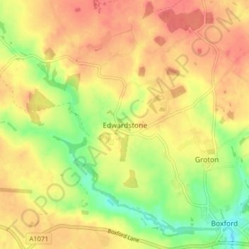Carte topographique Edwardstone, altitude, relief