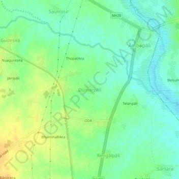 Carte topographique Dumarpali, altitude, relief