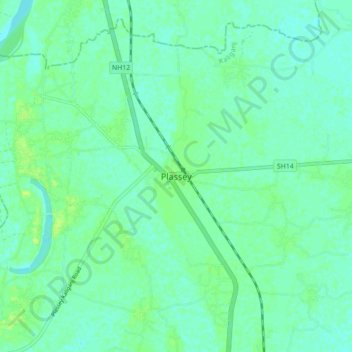 Carte topographique Palashi, altitude, relief