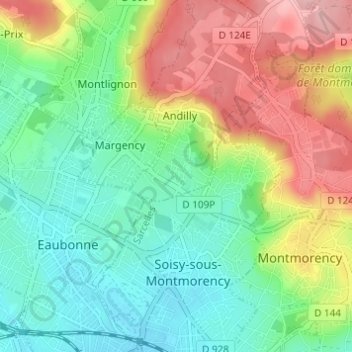 Carte topographique Les Huit-Arpents, altitude, relief