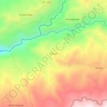 Carte topographique El Surco, altitude, relief