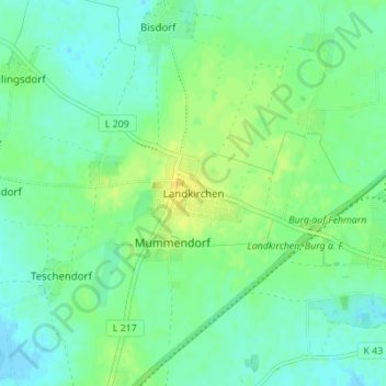 Carte topographique Landkirchen, altitude, relief