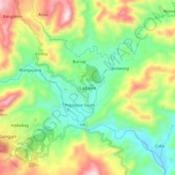 Carte topographique Lagawe, altitude, relief