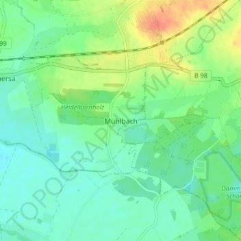 Carte topographique Mühlbach, altitude, relief