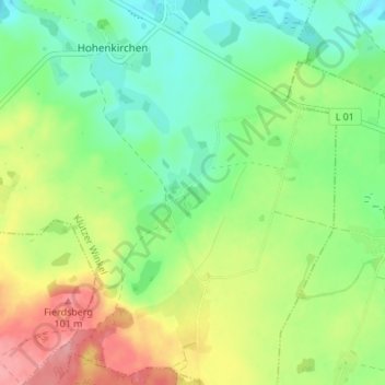 Carte topographique Manderow, altitude, relief