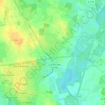 Carte topographique Les Grands Evignés, altitude, relief