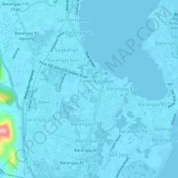 Carte topographique Barangay 77, altitude, relief