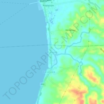 Carte topographique Punong, altitude, relief