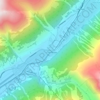 Carte topographique Obergesteln, altitude, relief