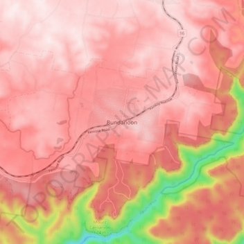 Carte topographique Bundanoon, altitude, relief