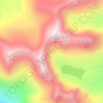 Carte topographique An Teallach, altitude, relief