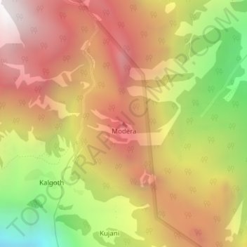 Carte topographique Modera, altitude, relief