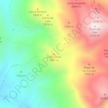 Carte topographique La Escucha, altitude, relief
